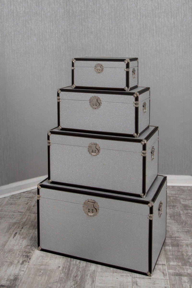 Silver & Black Storage Box Set of 4