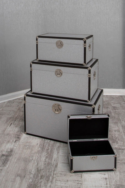 Silver & Black Storage Box Set of 4