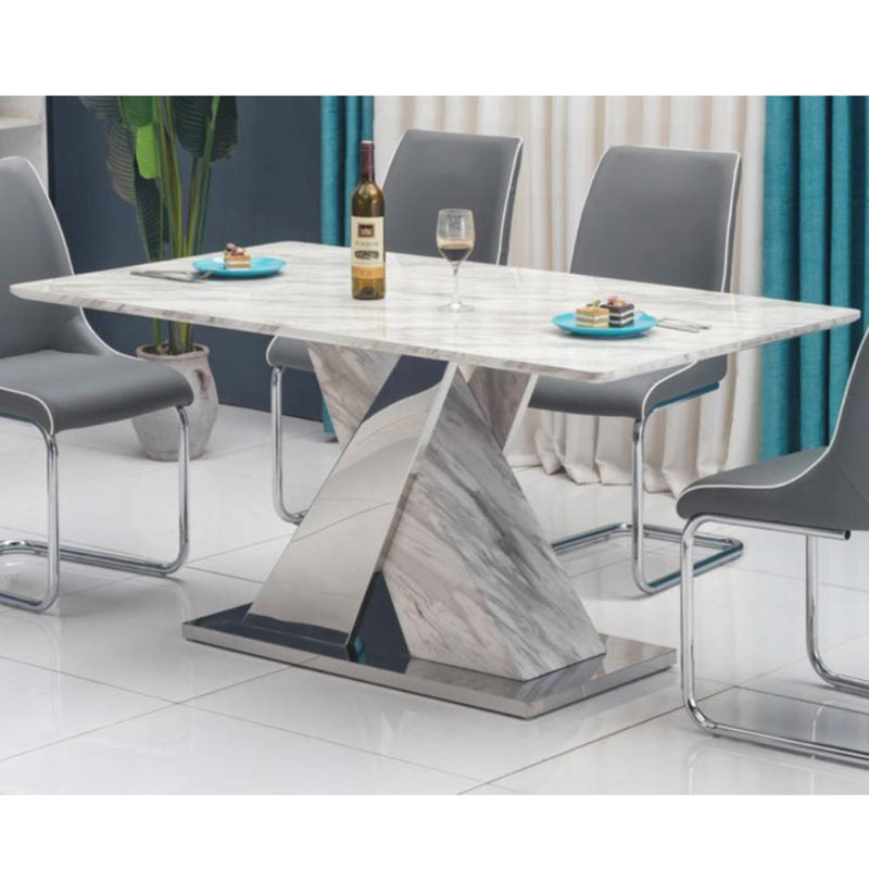 Marble Effect  High Gloss Dining Table