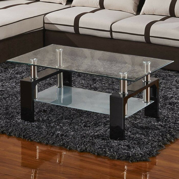 Black GLASS COFFEE TABLE