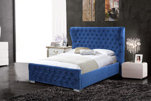 Royal Blue Push Velvet Ottoman Storage Bed Frame