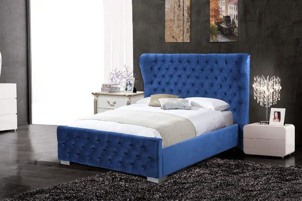 Royal Blue Push Velvet Ottoman Storage Bed Frame