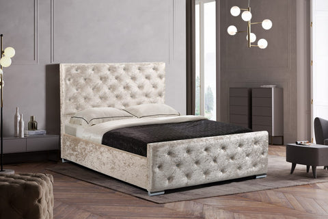 Crushed Velvet Ottoman Storage Bed Frame