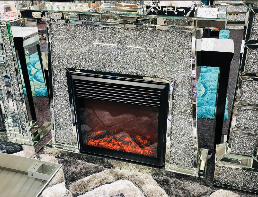 ALEXA CRUSHED MIRROR ELECTRIC FIREPLACE