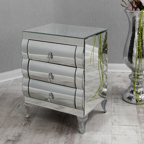 Brand new mirrored bedside table