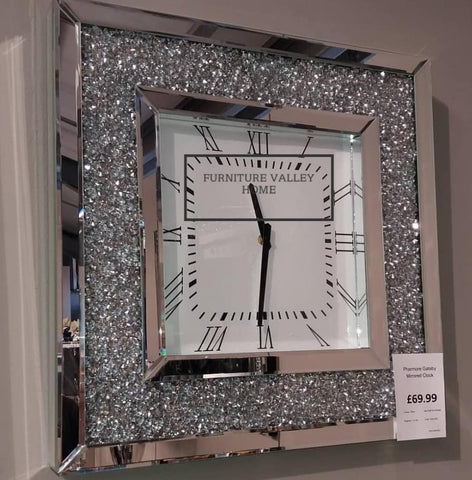 CRUSHED MIRROR SQUARE WALL CLOCK