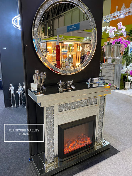 CRUSHED MIRROR ELECTRIC FIREPLACE