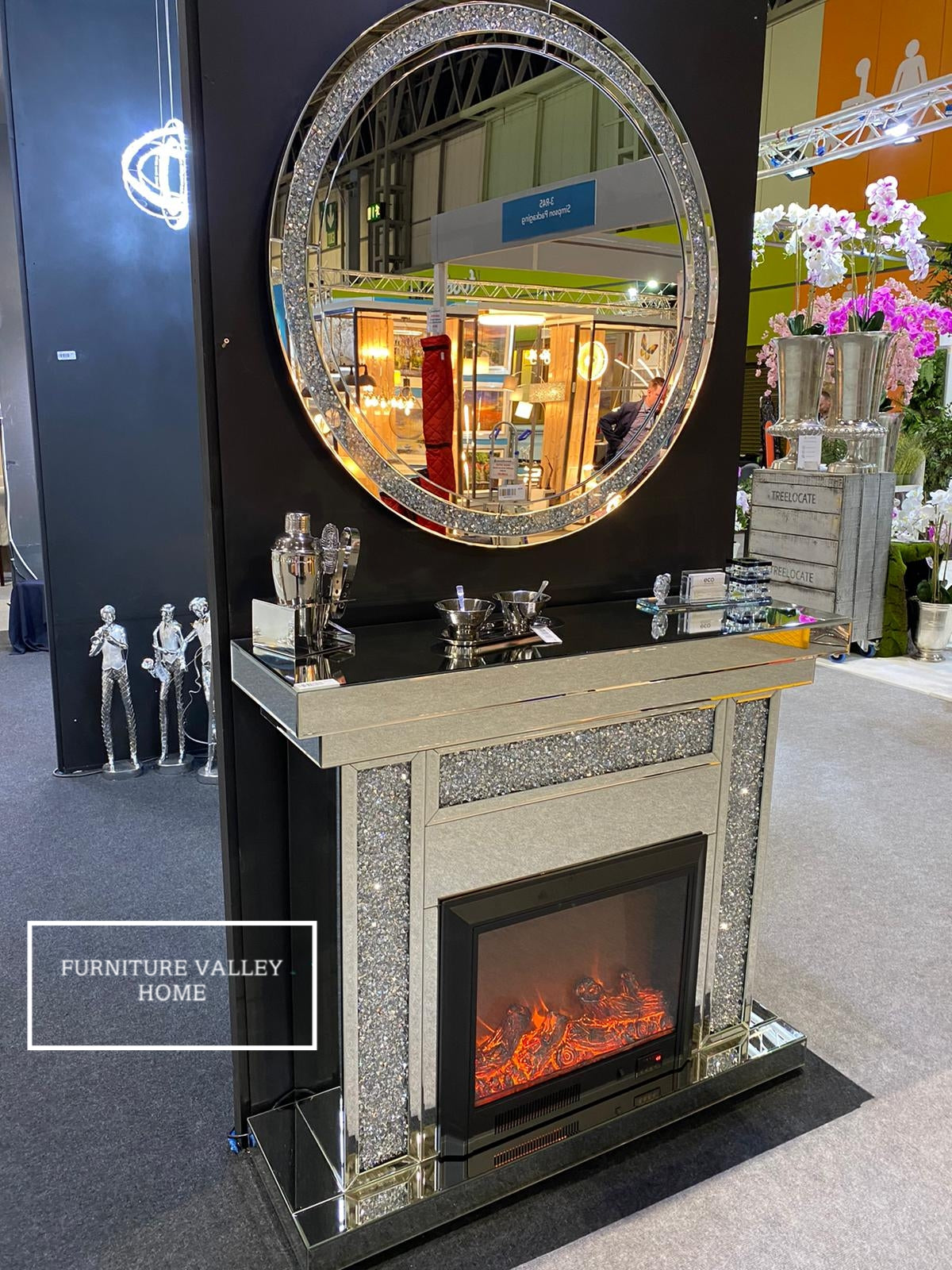 CRUSHED MIRROR ELECTRIC FIREPLACE