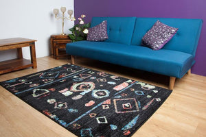 Rainbow Black Abstract Rug