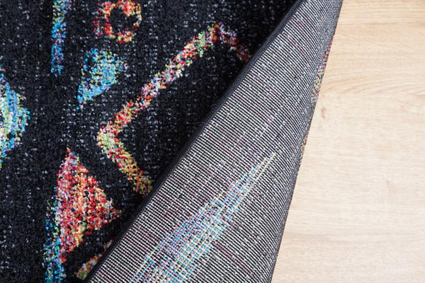 Rainbow Black Abstract Rug