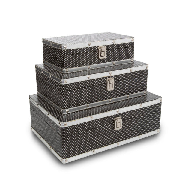 Black & Silver Jewellery Box Set of 3