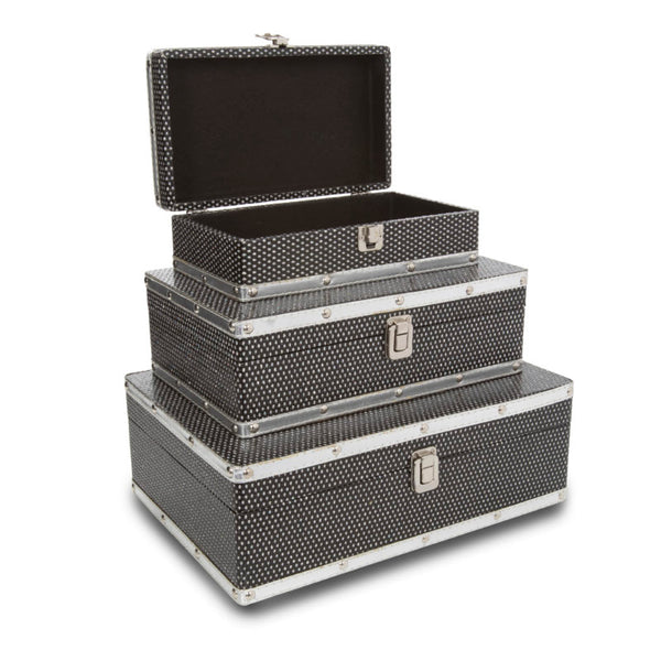 Black & Silver Jewellery Box Set of 3