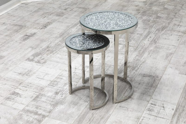 Crushed Nest set of 2 Tables / Coffee Table Stainless Steel Legs