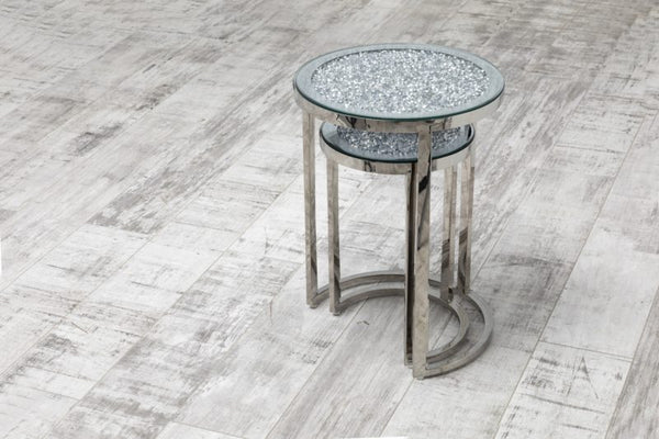 Crushed Nest set of 2 Tables / Coffee Table Stainless Steel Legs