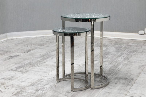 Crushed Nest set of 2 Tables / Coffee Table Stainless Steel Legs