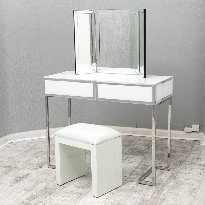 London White 2 Drawers High Gloss Dressing Table