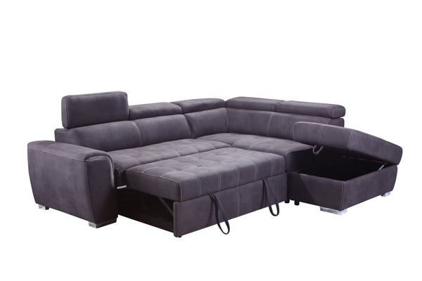 Brand New Large Modern Sofa Bed + Adjustable Headrest + Storage foostool