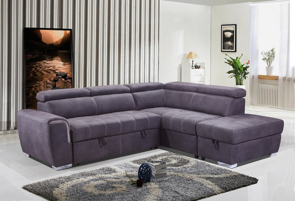 Brand New Large Modern Sofa Bed + Adjustable Headrest + Storage foostool