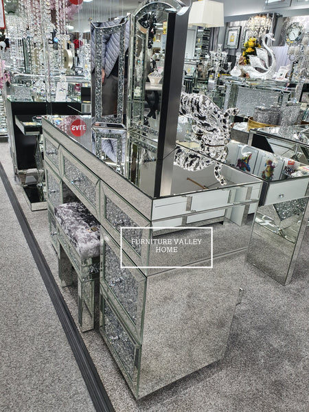 7 Drawers Beautiful crushed mirror dressing table