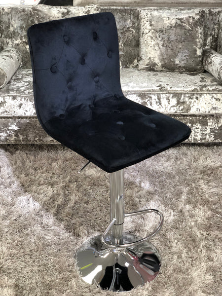 Elegant Plush Velvet Black Fabric Bar Stool