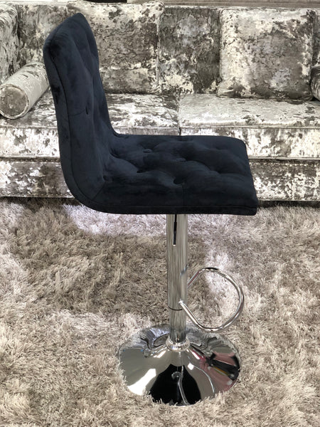 Elegant Plush Velvet Black Fabric Bar Stool