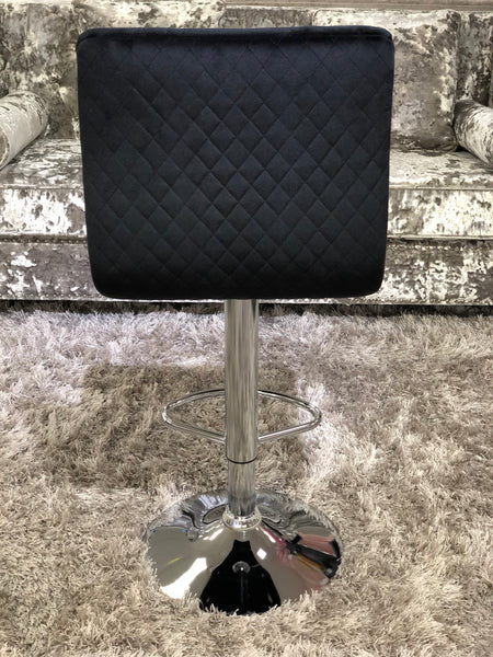 Elegant Plush Velvet Black Fabric Bar Stool