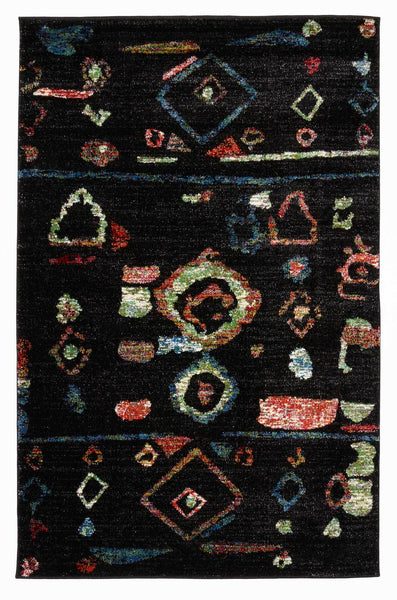 Rainbow Black Abstract Rug