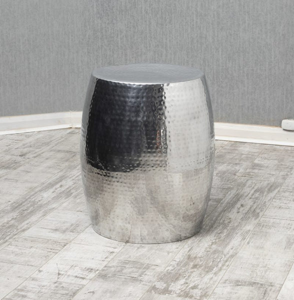 Aluminium Hammered Drum Coffee Table Set of 2 SILVER