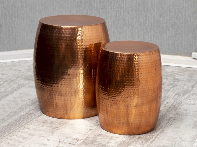 Aluminium Hammered Drum Coffee Table Set of 2 COPPER