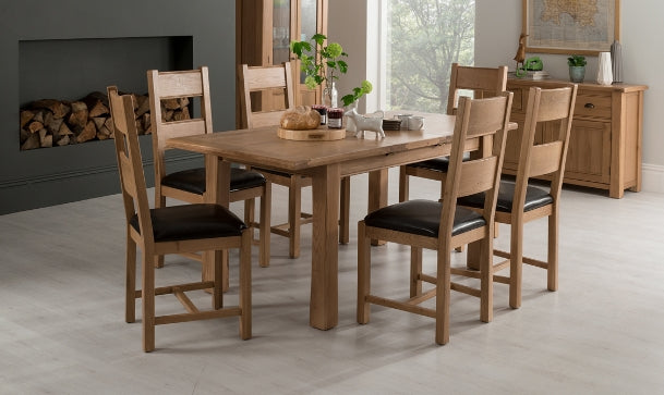 Breeze Oak Extending Dining Table+ 6 Dining Chairs