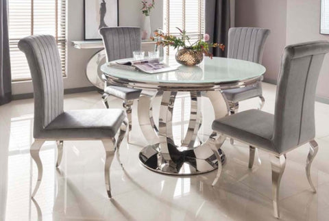 Orion Round Dining Table + 4 Dinning Chairs