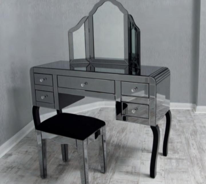 smokey mirror dressing table set