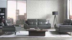 Manhattan Leather Sofa Grey Modern Retro Collection