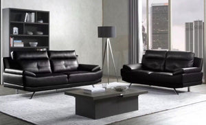 Manhattan Leather Sofa Black Modern Retro Collection