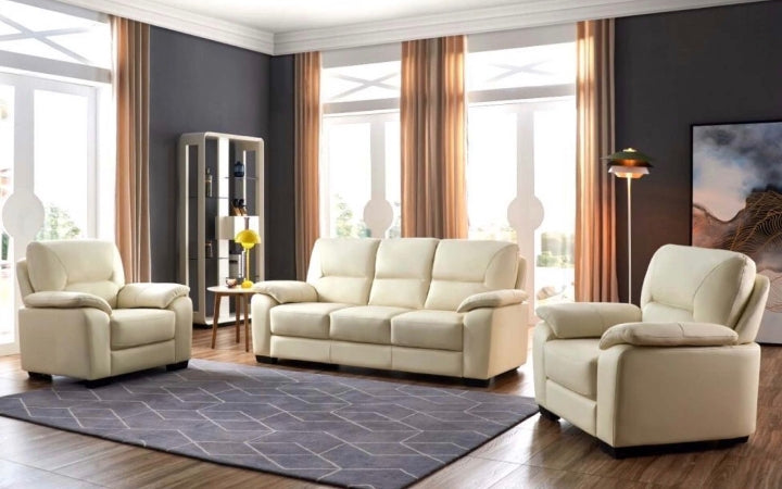 Barcelona Cream Real Genuine Leather Sofa Collection