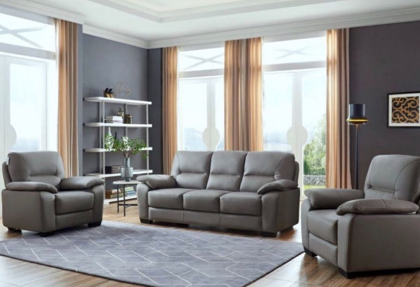 Barcelona Grey Real Genuine Leather Sofa Collection