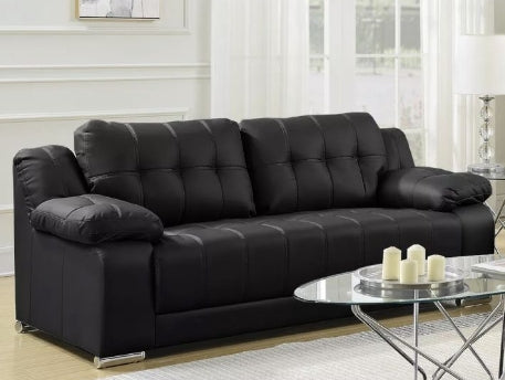 Franklin Black Leather Sofa Collection