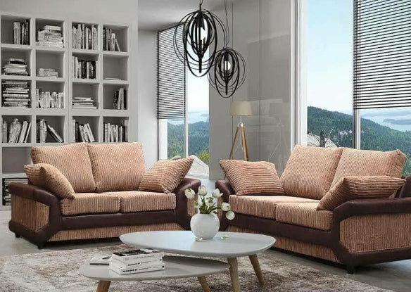 Dino Brown And Beige Fabric Sofa Collection