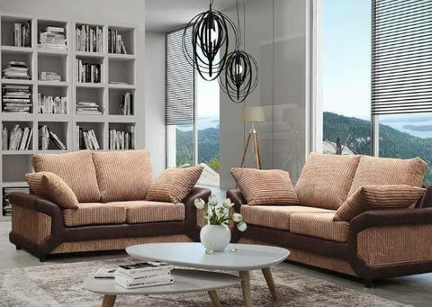 Dino Brown And Beige Fabric Sofa Collection