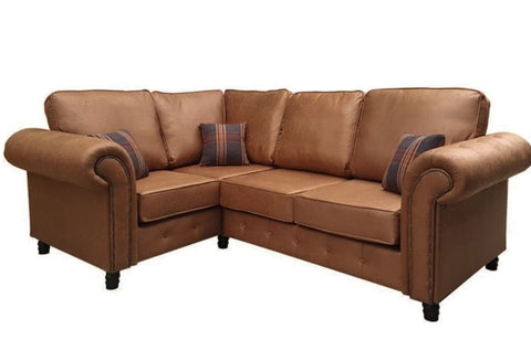 Oakland Fabric Sofa Tan Suede L Shape Corner