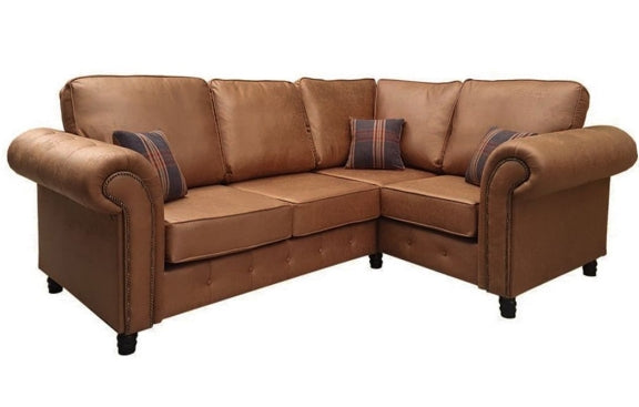 Oakland Fabric Sofa Tan Suede L Shape Corner