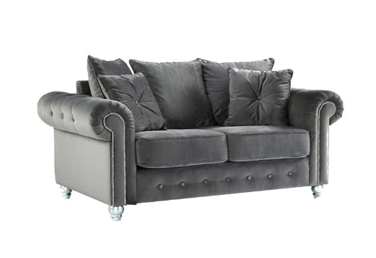 Olympia Grey Plush Velvet Fabric Sofa Collection