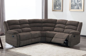 Grayson Brown Fabric Recliner Corner Sofa