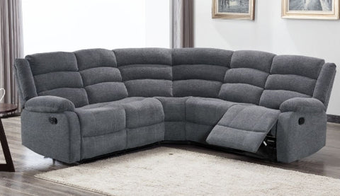 Grayson Charcoal Grey Fabric Recliner Corner Sofa