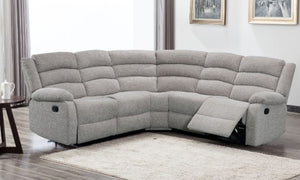 Grayson Stone Grey Fabric Recliner Corner Sofa