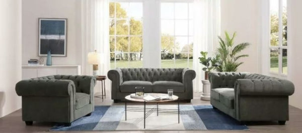 Hampton Grey Fabric Chesterfield Sofa Collection