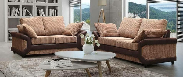 Dino Brown And Beige Fabric Sofa Collection