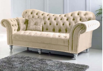 Elegance Cream Plush Velvet Fabric Sofa Collection