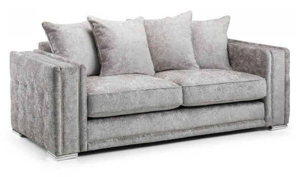 Benz Crushed Velvet Silver Fabric Sofa Collection