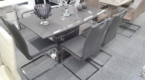 MILANO EXTENDABLE DINING TABLE AND SIX CHAIRS